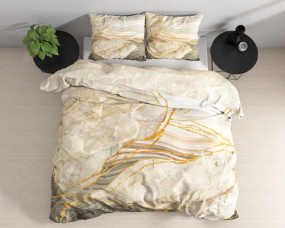 Mr. Sleep Original - Elegant Marble Taupe Dekbedovertrek